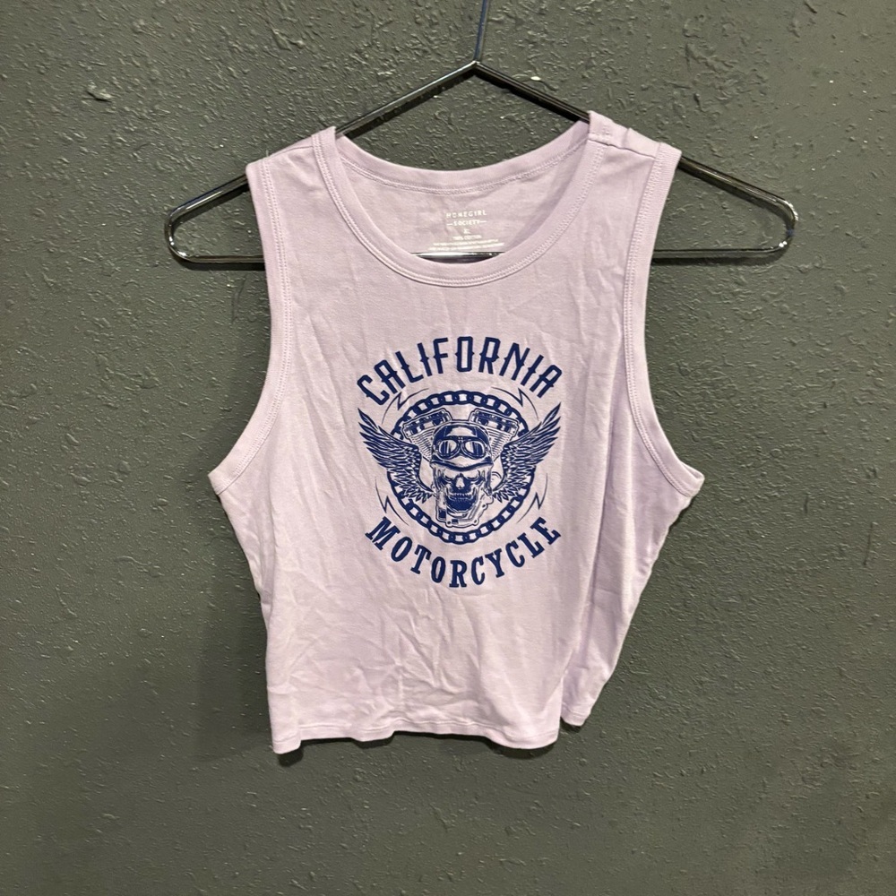 California Motorcycle Graphic Lavender Tank Top